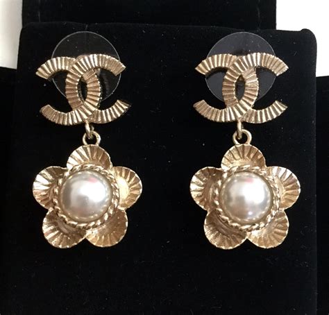 chanel big pearl dangle earrings|vintage chanel dangle earrings.